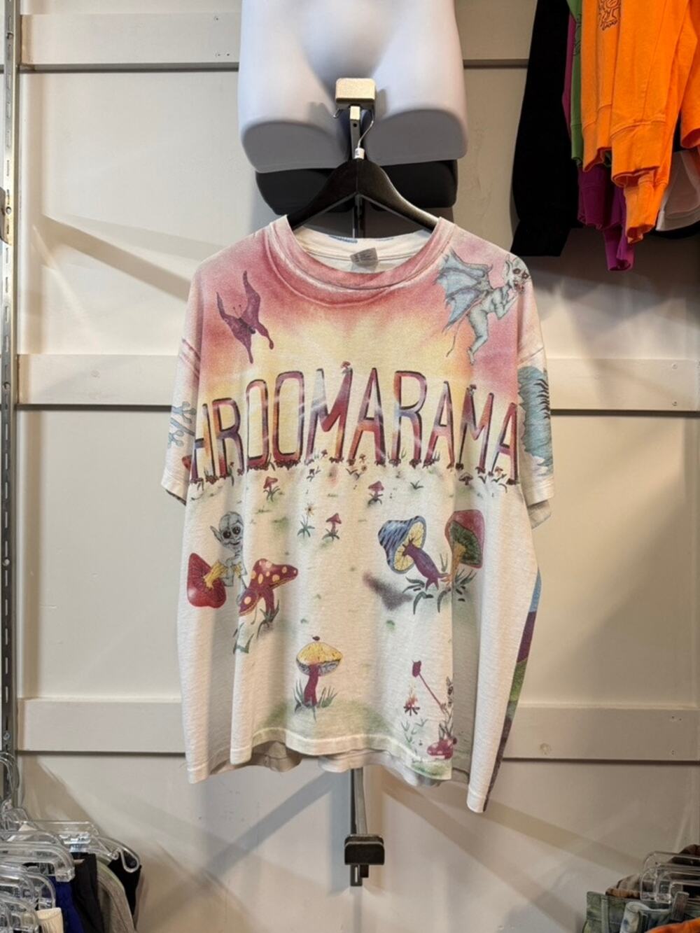 90s Shroomarama Vintage Alien Mushroom All Over Print Art Tee Shirt Jerry Jasper